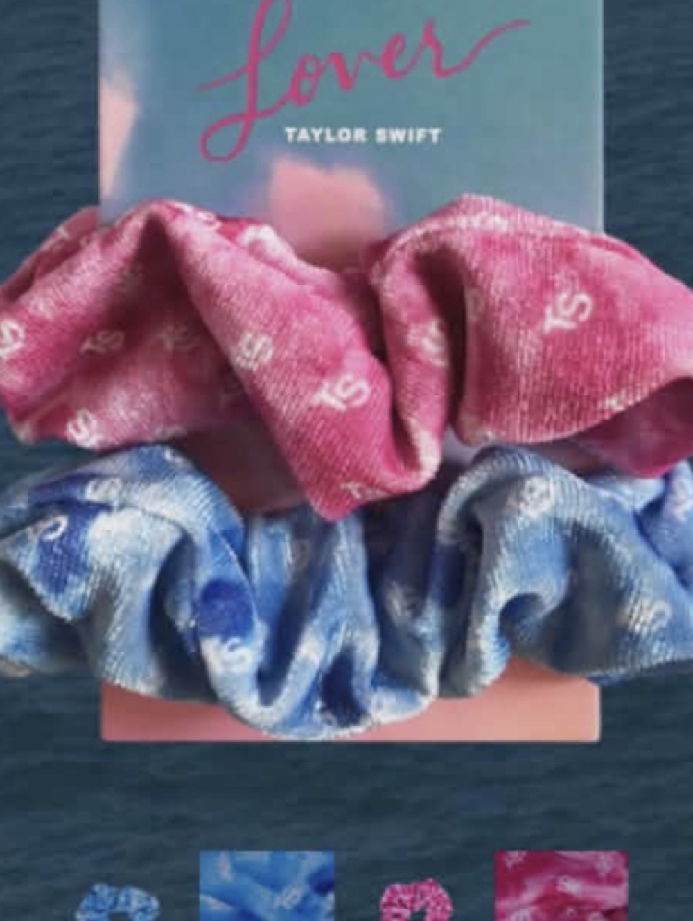 Taylor Swift Lover Album Pink & Blue Kids Scrunchie Set